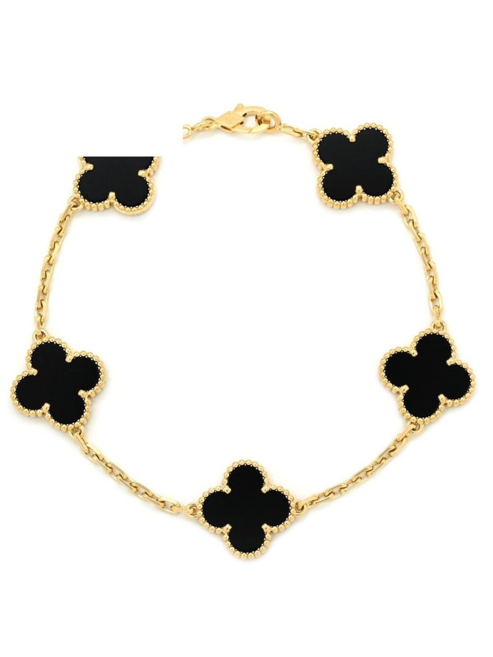Van Cleef & Arpels Bracelet Vintage Alhambra Black Yellow Gold 5 Motif